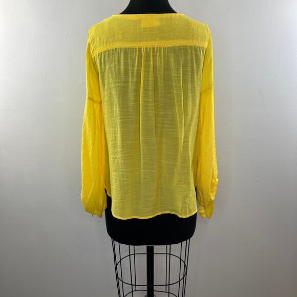 ANTHROPOLOGIE MAEVE Verona Yellow Tied Sleeve V-Neckline Top Blouse Size XS - Picture 7 of 10